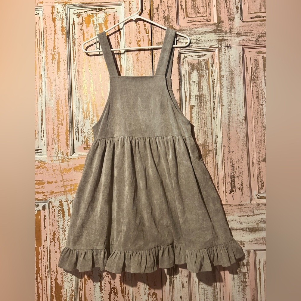 Listicle Gray corduroy Midi Dress with Ruffle Hem